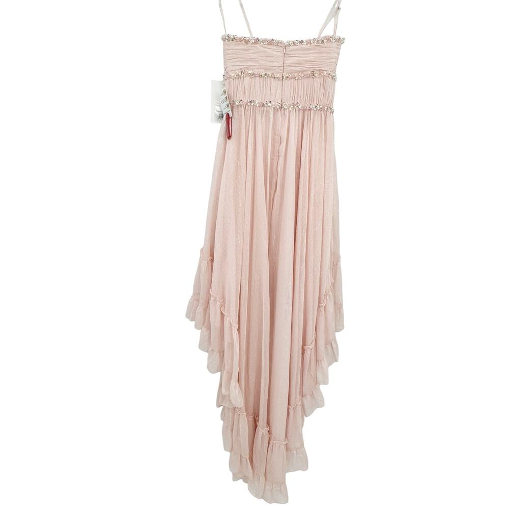 Mac Duggal Beaded Ruffle High Low Prom Gown in Ice Pink Size 4 NWT - Picture 11 of 12